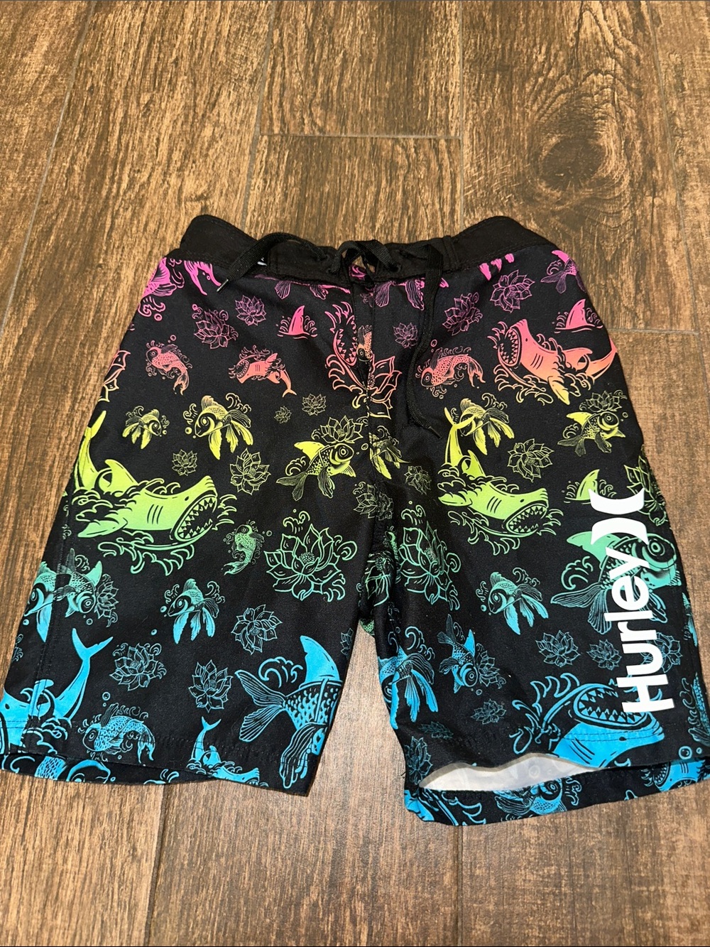 Hurley Black Rainbow Shark & Floral Swim Shorts